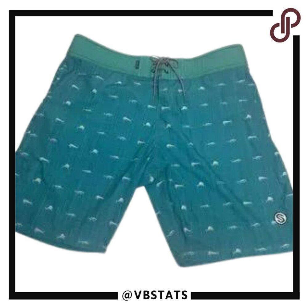 Scales Teal Swim‎ Trunks in Size 40W x 10IS with Fish Print